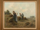 an image of a painting of a couple of women working in a field