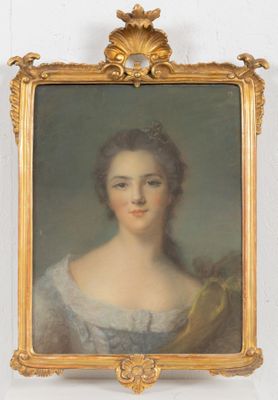 portrait of a woman in a white dress with a gold frame