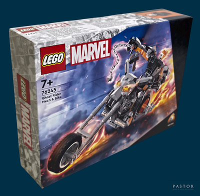 une boîte contenant une moto Lego Marvel