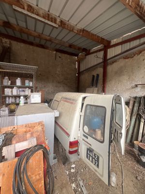 a van that is parked inside of a building