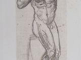 une image représentant le dessin d'un homme debout sur un tabouret