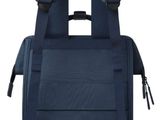 the back of a blue backpack with two straps on it