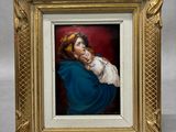 a painting of a woman holding a baby in a gold frame