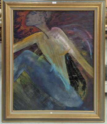 a painting of a woman sitting in a chair