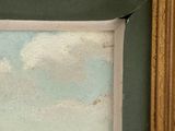 an image of a painting of a farm scene in a gold frame