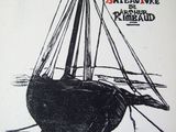 a black and white drawing of a boat in the water