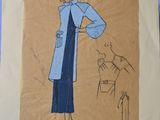 an image of a drawing of a woman in a blue dress