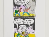 an illustration of a comic strip with a cartoon of a man and a woman talking to each other