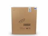 a cardboard box with a brown lid and a white background