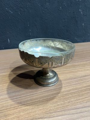 Coupe et porte coupe en métal argenté hauteur 15 cm diametre…