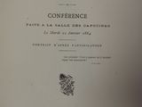 an old book with a black and white image of an eagle