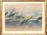 an image of a painting of a landscape with mountains in the background