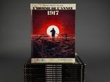 the cover of a book with a picture of a man standing in front of a sunset