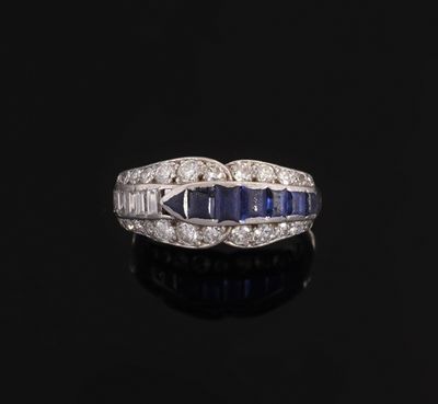 an art deco sapphire and diamond ring