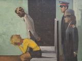 un tableau représentant un homme agenouillé par terre à côté d'une femme