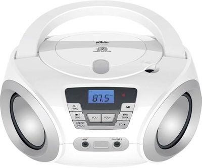 an image of a radio with a clock on top of it