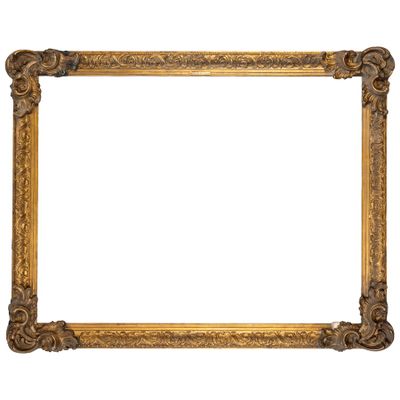 un cadre photo en vieil or sur fond blanc