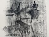 an image of a black and white drawing of a man riding a horse