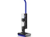 un aspirateur bleu sur fond blanc