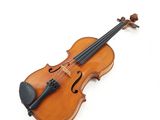 a close up of a violin on a white background