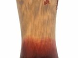 a vase that has a design on the outside of it
