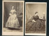 deux photographies en noir et blanc représentant une femme en robe et une femme en robe