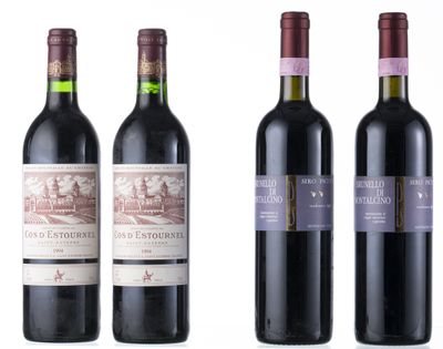 trois bouteilles de vin rouge sont alignées sur une surface blanche