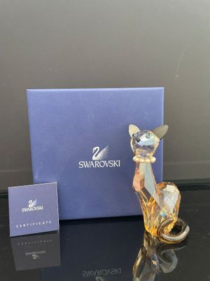 Figurine de chat en cristal Swarovski avec coffret et carte