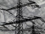 a black and white photo of a power line