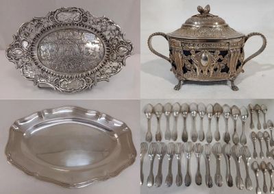 many different types of silverware and silverware on display