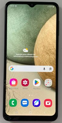 Samsung Galaxy A12, 32Go, écran fissuré mais fonctionnel