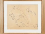 an image of a drawing of two nudes in a wooden frame