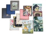 many different types of books on a white surface