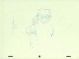 a drawing of a man with a blue hair