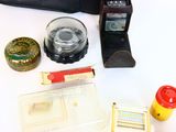 many items that are sitting on a white table
