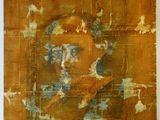 an image of a painting on a white wall with a brown background