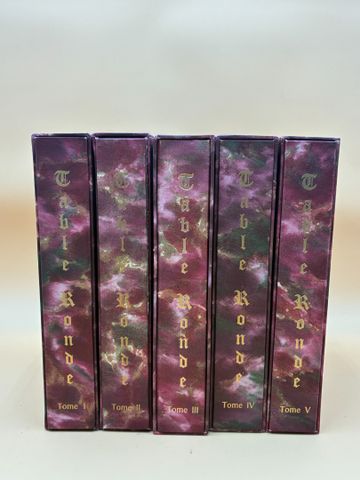 Les romans de la table ronde. 5 volumes in-4 en feuilles sous emb...