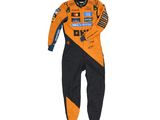 a close up of a racing suit on a white background