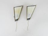 pair of mid century wall sconces in white and black