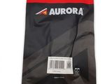 a black and red bag with a sticker on it