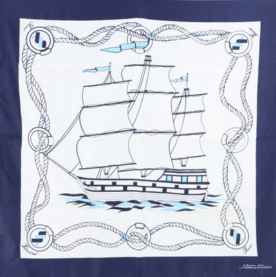 un dessin représentant un voilier sur fond bleu