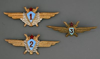Insigne de pilote de bombardier de1er, 2e, 3e année.