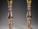 paire de chandeliers anciens en laiton