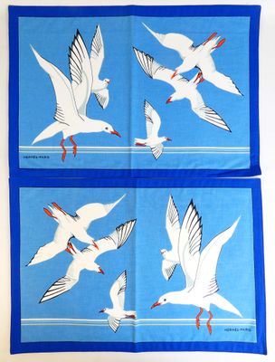 deux oiseaux bleus et blancs volant dans le ciel sur un fond bleu
