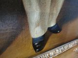 a painting of a man ' s legs in black shoes