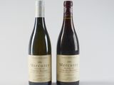 two bottles of wine sitting next to each other on a white surface