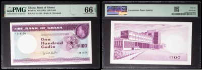 three different bank notes with a picture of a building in the background