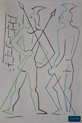 dessin d'un homme et d'une femme debout l'un à côté de l'autre