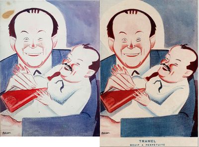 two pictures of a man holding a baby and a man holding a baby