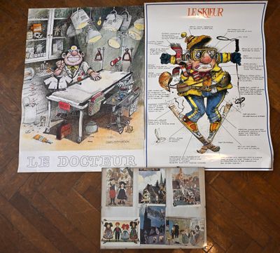 Deux affiches humoristiques: le docteur et le skieur.